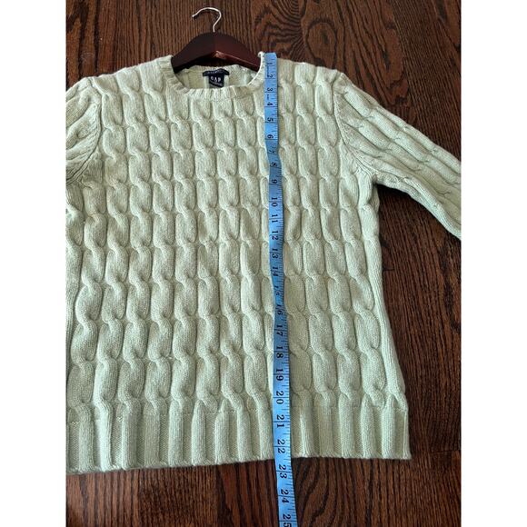 Gap women’s sage crewneck cable knit sweater Sz. M wool - Picture 6 of 6